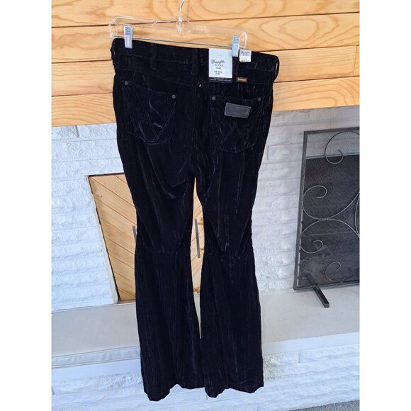 NEW Wrangler Retro Women's Velvet Black Hi Rise Flare Pants 31X36 New Tags XL - Picture 3 of 11